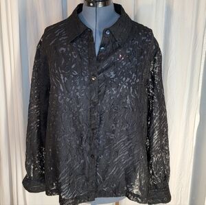 Black Lace Button Shirt